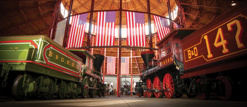 Trains from the Baltimore and Ohio (B&O) Railroad on display at the National Museum of Railroad History & Innovation