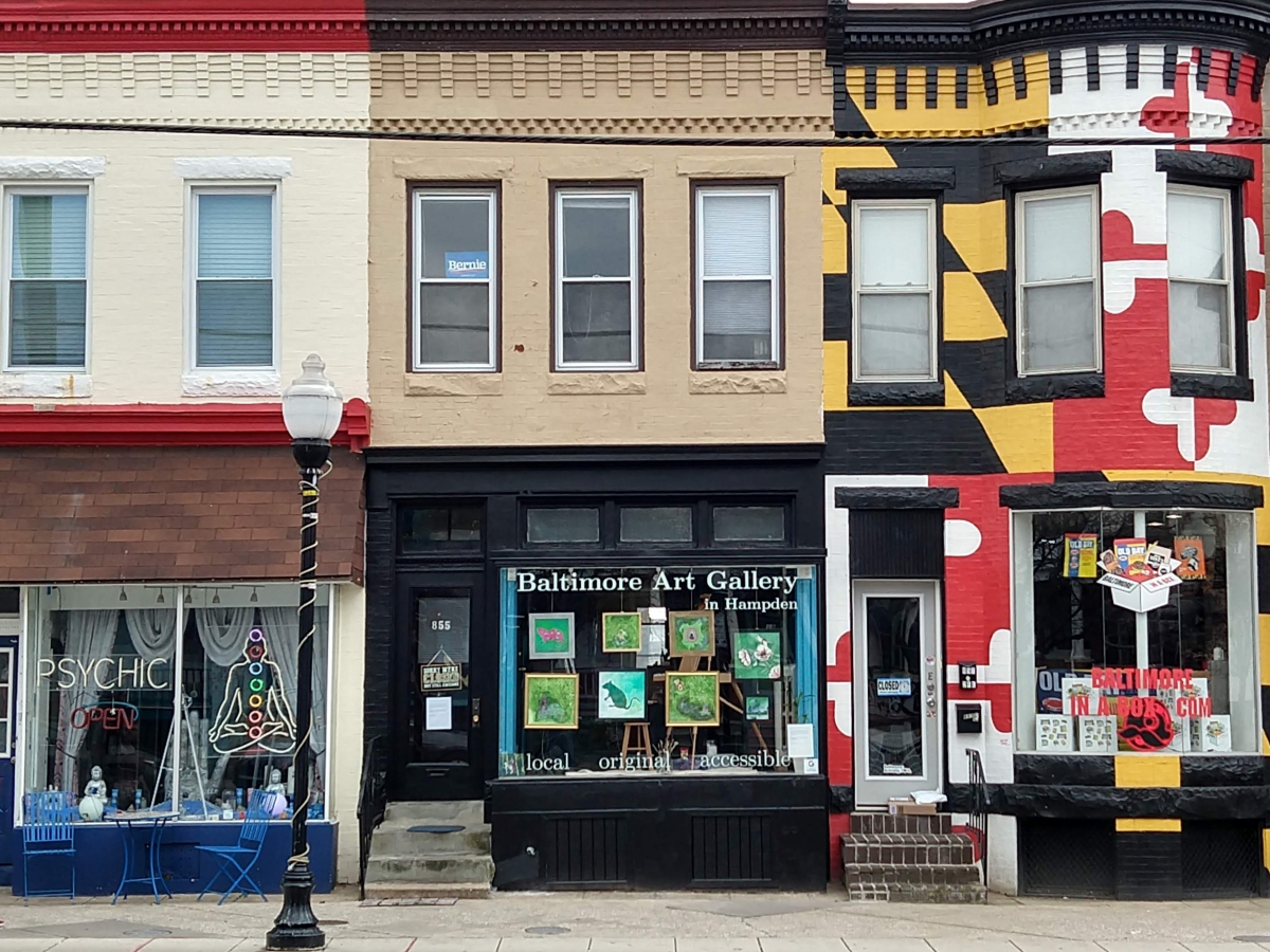 Baltimore Art Gallery storefront in Hampden